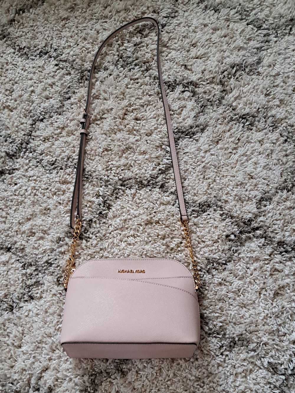 Michael Kors Light Pink Leather Crossbody with Gold Chain